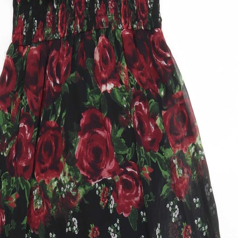 River Island Womens Black Floral  Maxi  Size 10  - Red Flowers