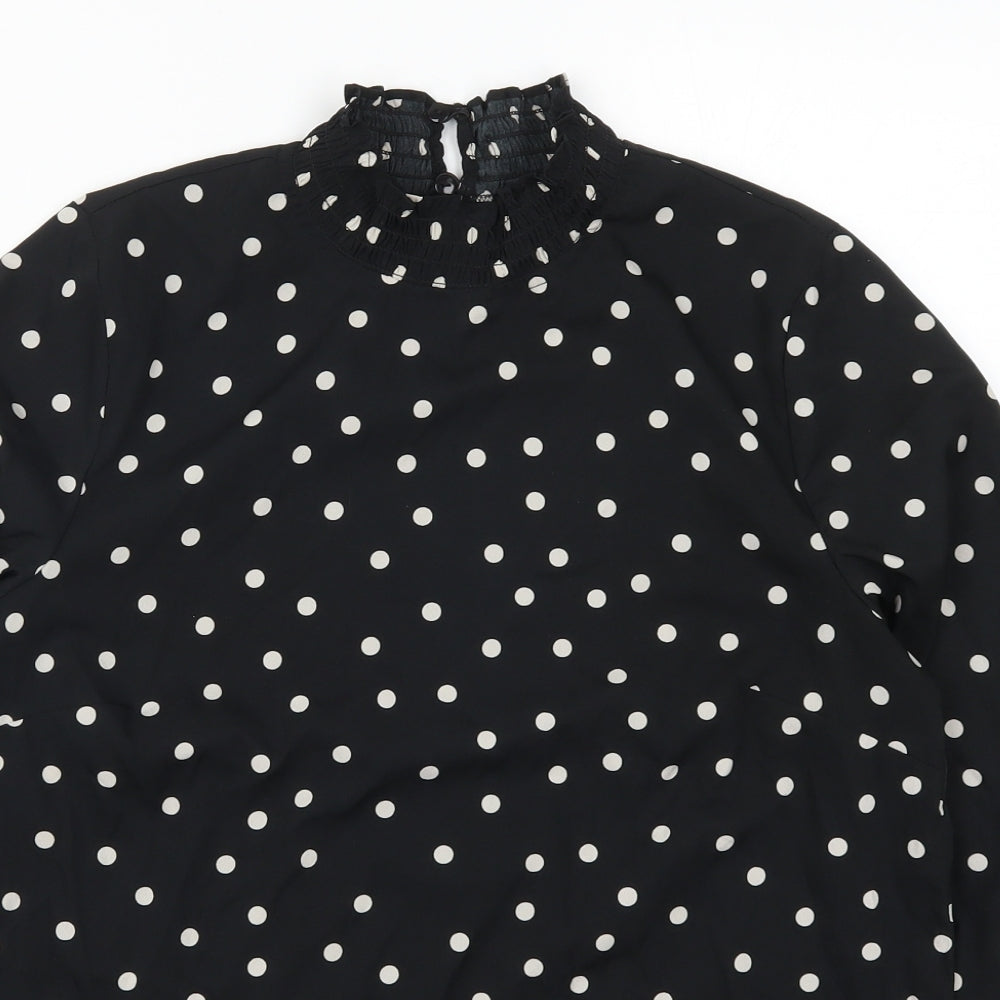 New Look Womens Black Polka Dot  Basic Blouse Size 12