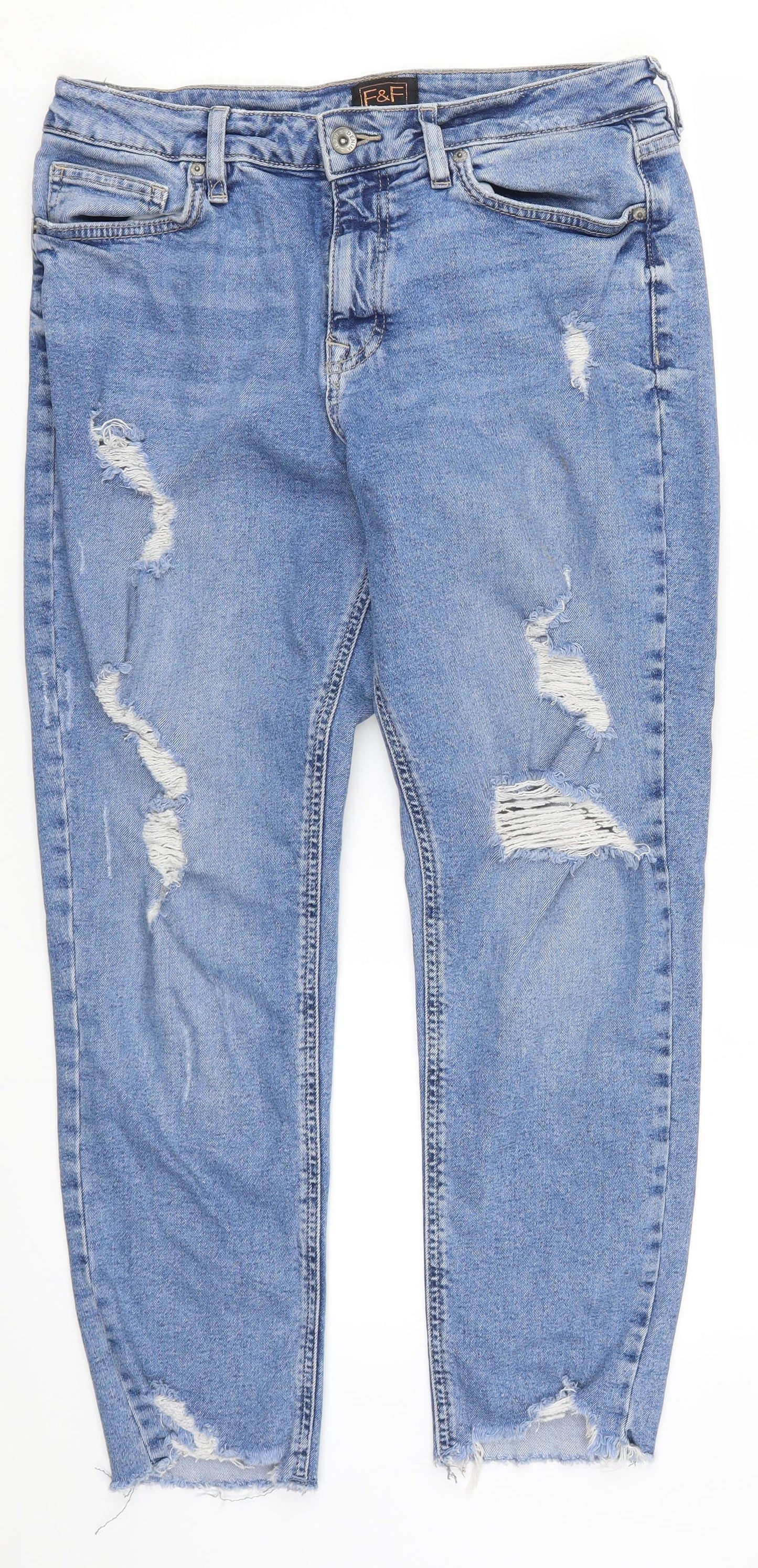 F&F Womens Blue  Denim Skinny Jeans Size 12 L25 in