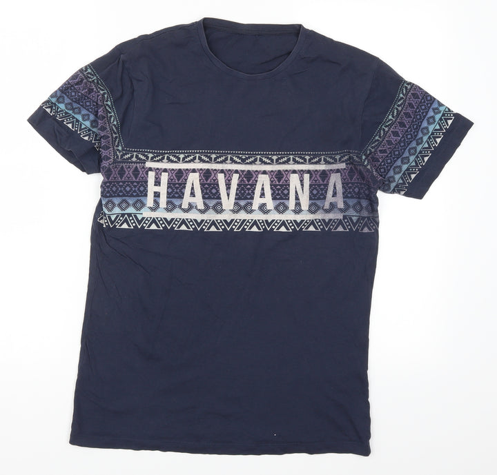 Cedar Wood State Mens Blue Geometric T-Shirt Size S - Havana