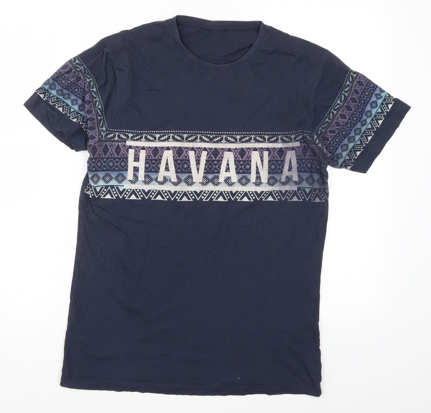 Cedar Wood State Mens Blue Geometric   T-Shirt Size S  - Havana