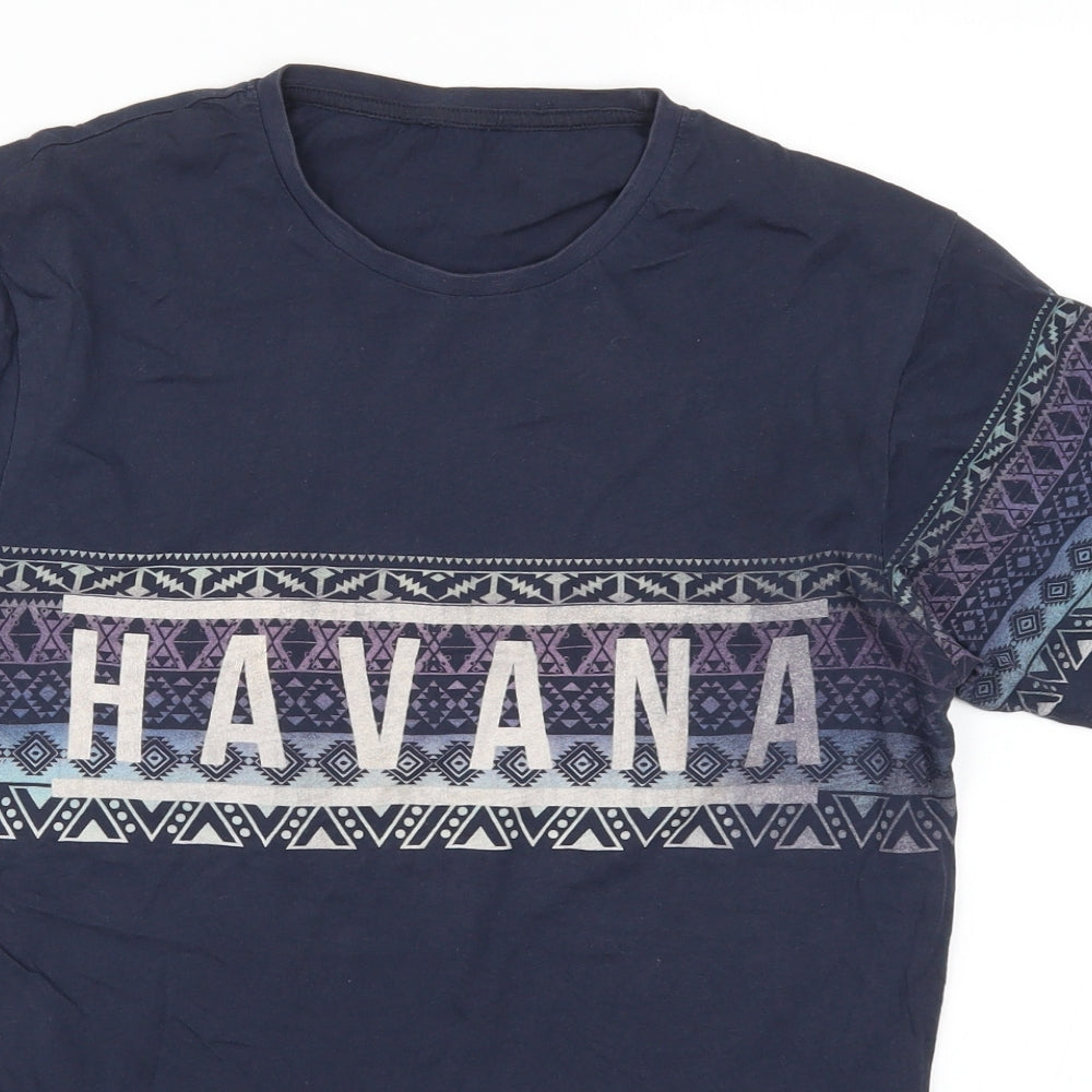 Cedar Wood State Mens Blue Geometric   T-Shirt Size S  - Havana
