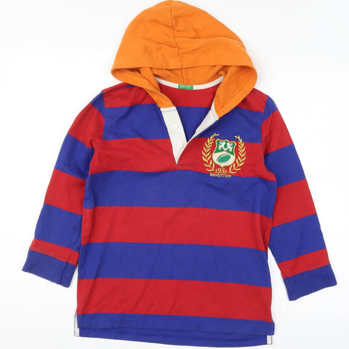 United Colors of Benetton Mens Multicoloured Striped  Pullover Hoodie Size XS  - Blue Red and Orange