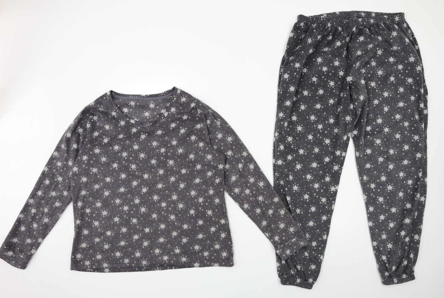 Marks and Spencer Womens Grey  Fleece Top Pyjama Set Size 16
