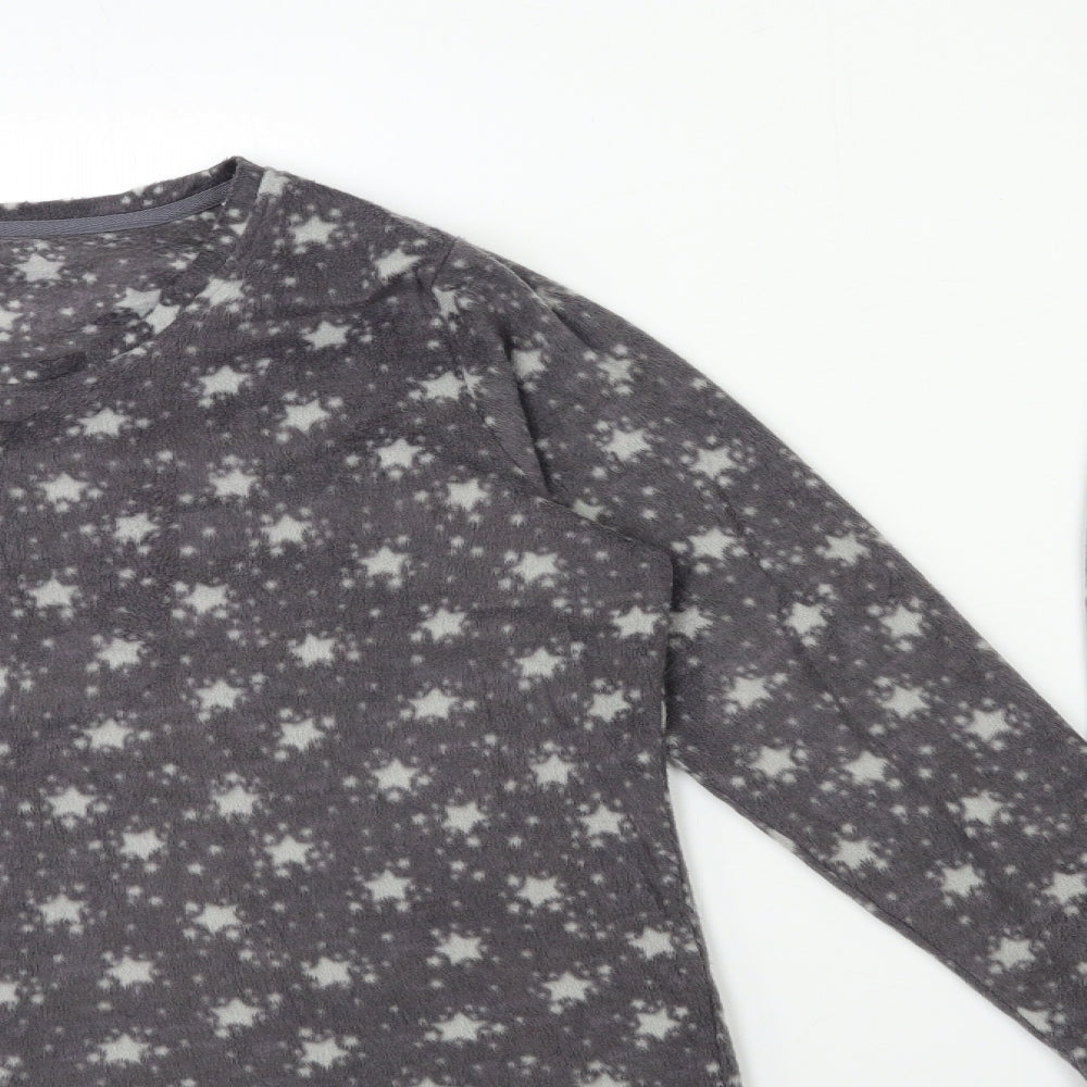 Marks and Spencer Womens Grey  Fleece Top Pyjama Set Size 16