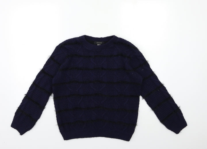 River Island Girls Blue  Knit Pullover Jumper Size 9 Years