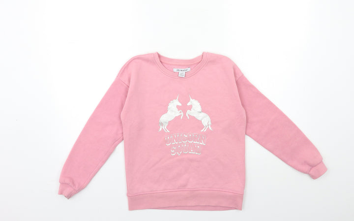 Primark Girls Pink   Pullover Sweatshirt Size 8 Years  - Unicorn