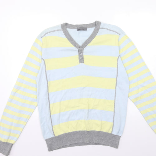 Cedar Wood State Mens Blue Striped Knit Pullover Jumper Size M