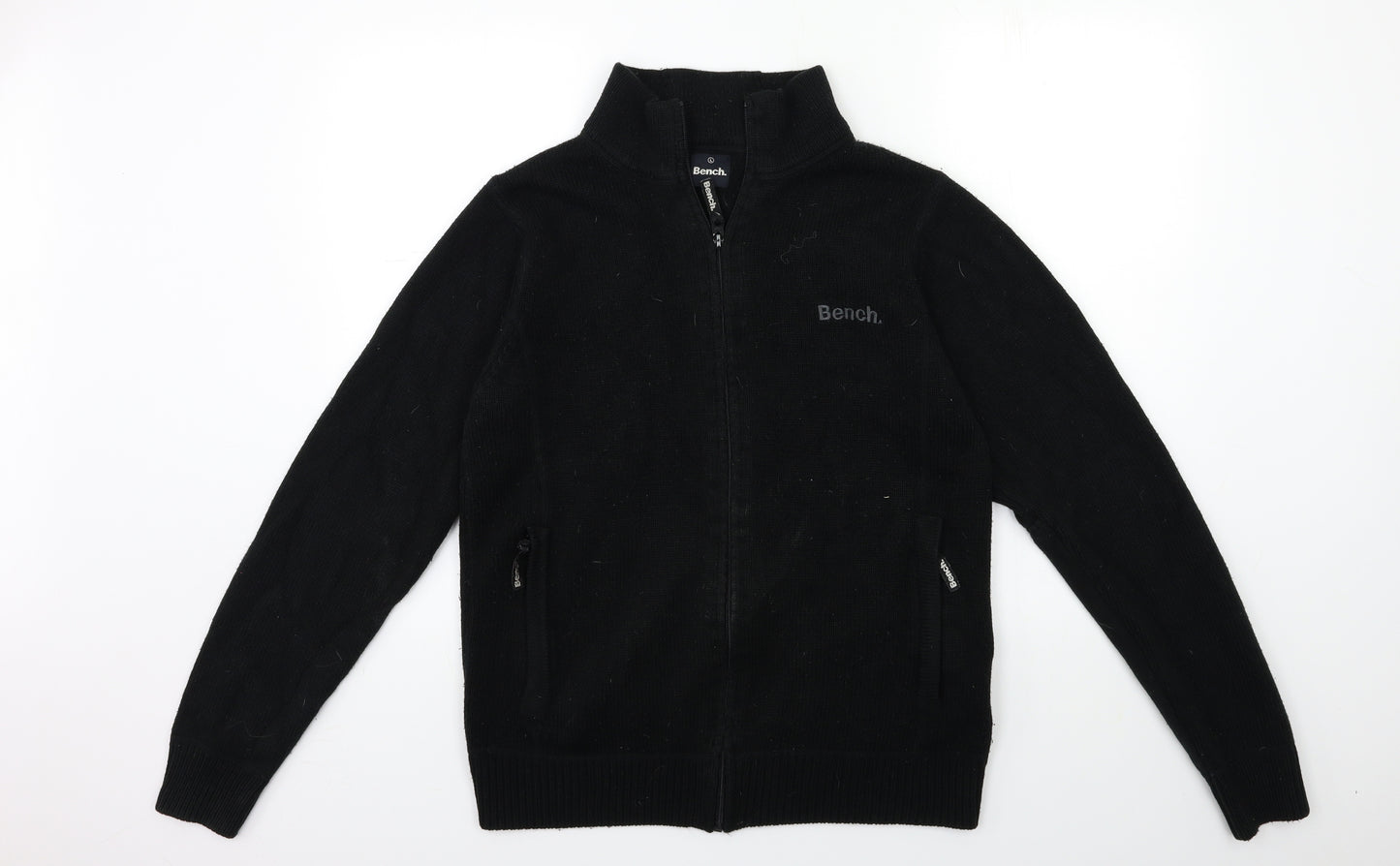 Bench Mens Black  Knit Cardigan Jumper Size L