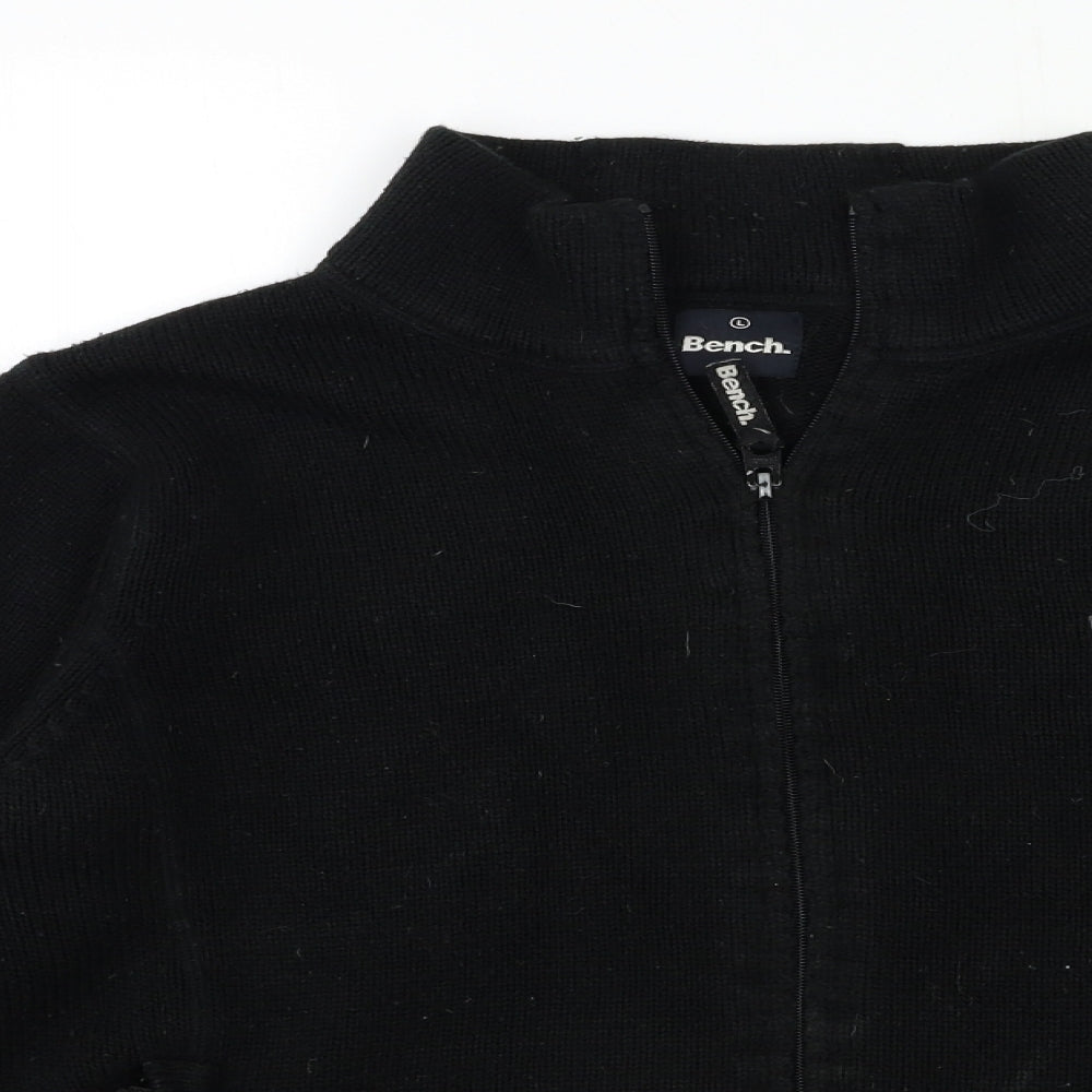 Bench Mens Black  Knit Cardigan Jumper Size L