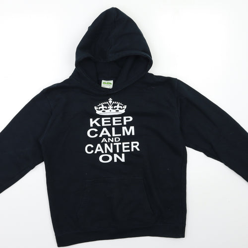 Awdis Girls Black   Pullover Hoodie Size 12 Years  - CANTER ON