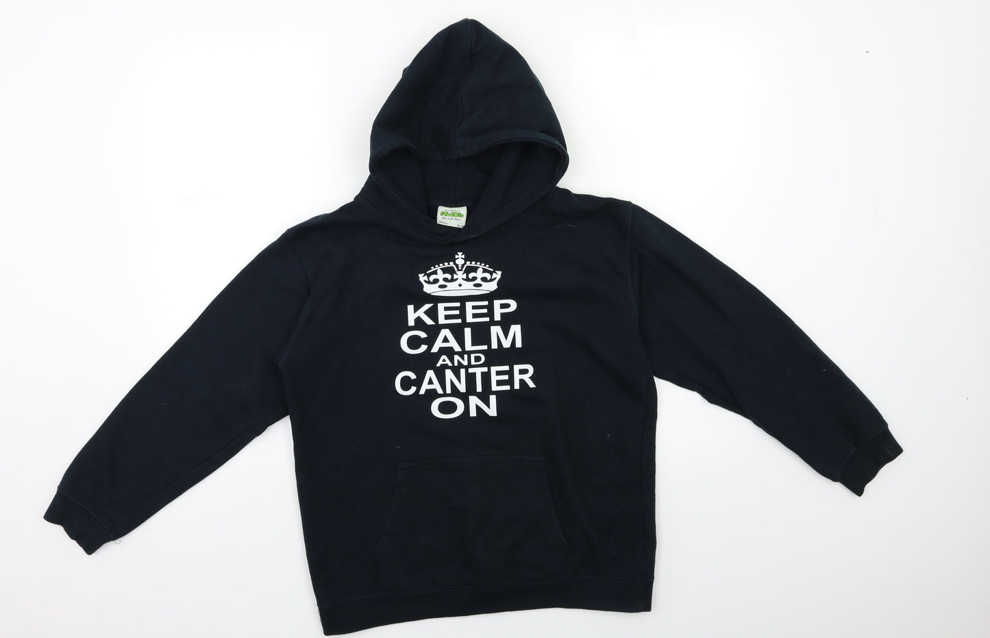 Awdis Girls Black   Pullover Hoodie Size 12 Years  - CANTER ON