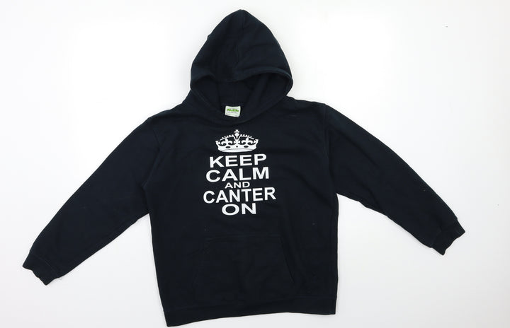 Awdis Girls Black Pullover Hoodie Size 12 Years - CANTER ON