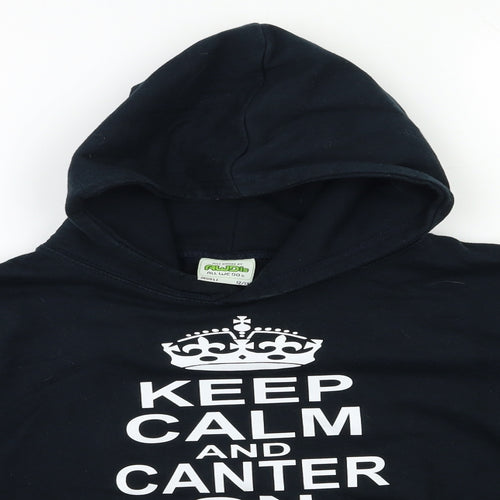 Awdis Girls Black   Pullover Hoodie Size 12 Years  - CANTER ON