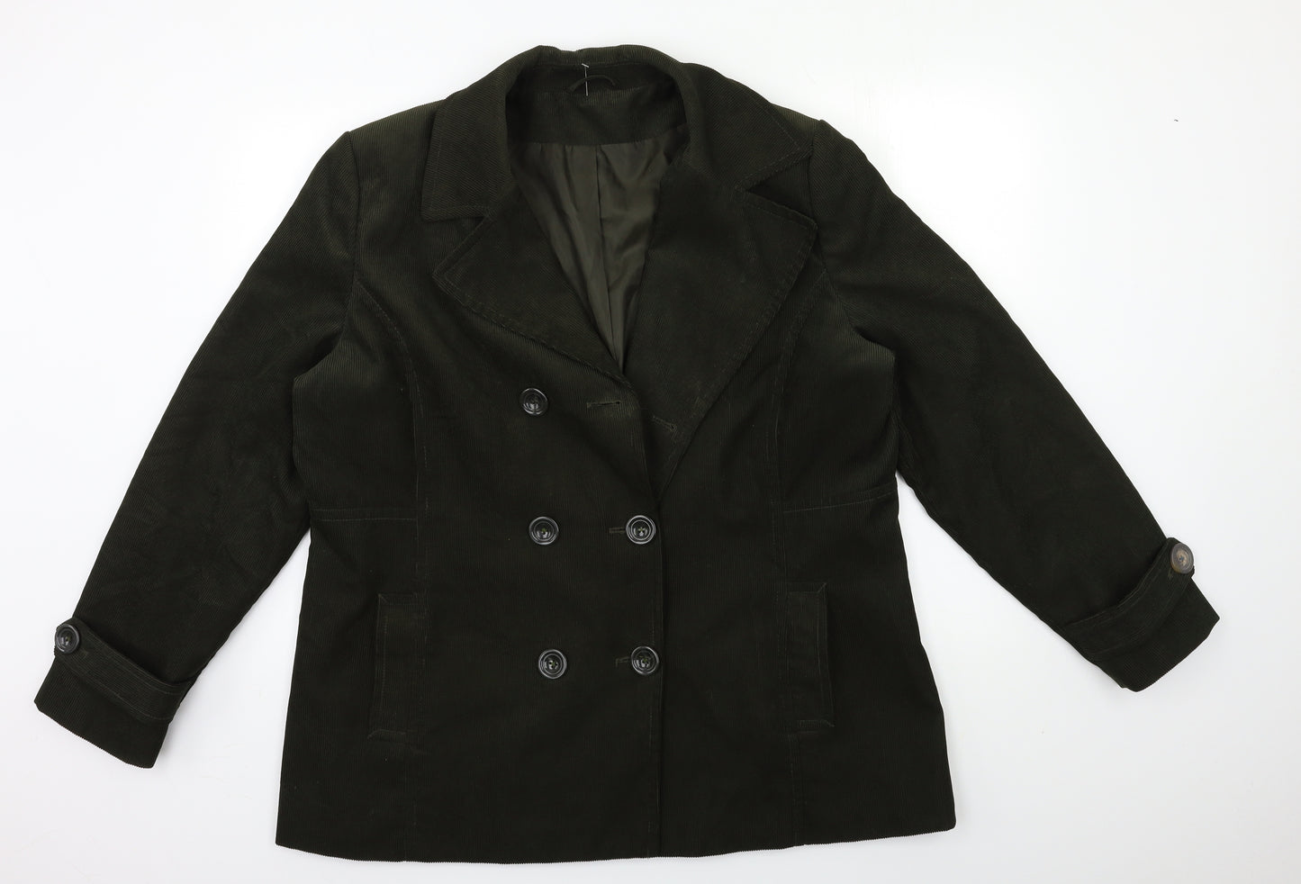ANNA ROSE Womens Green  Corduroy Overcoat Coat Size 20