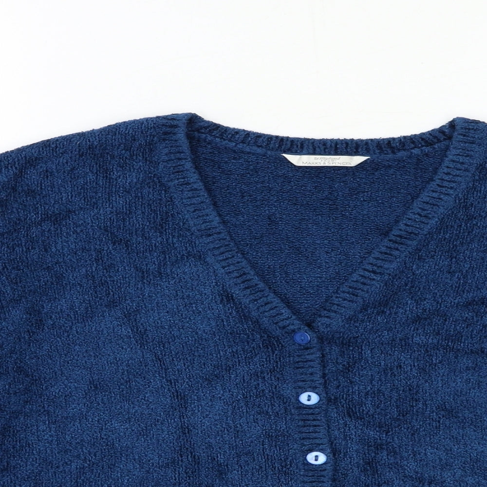 St Michael  Womens Blue  Knit Cardigan Jumper Size 14