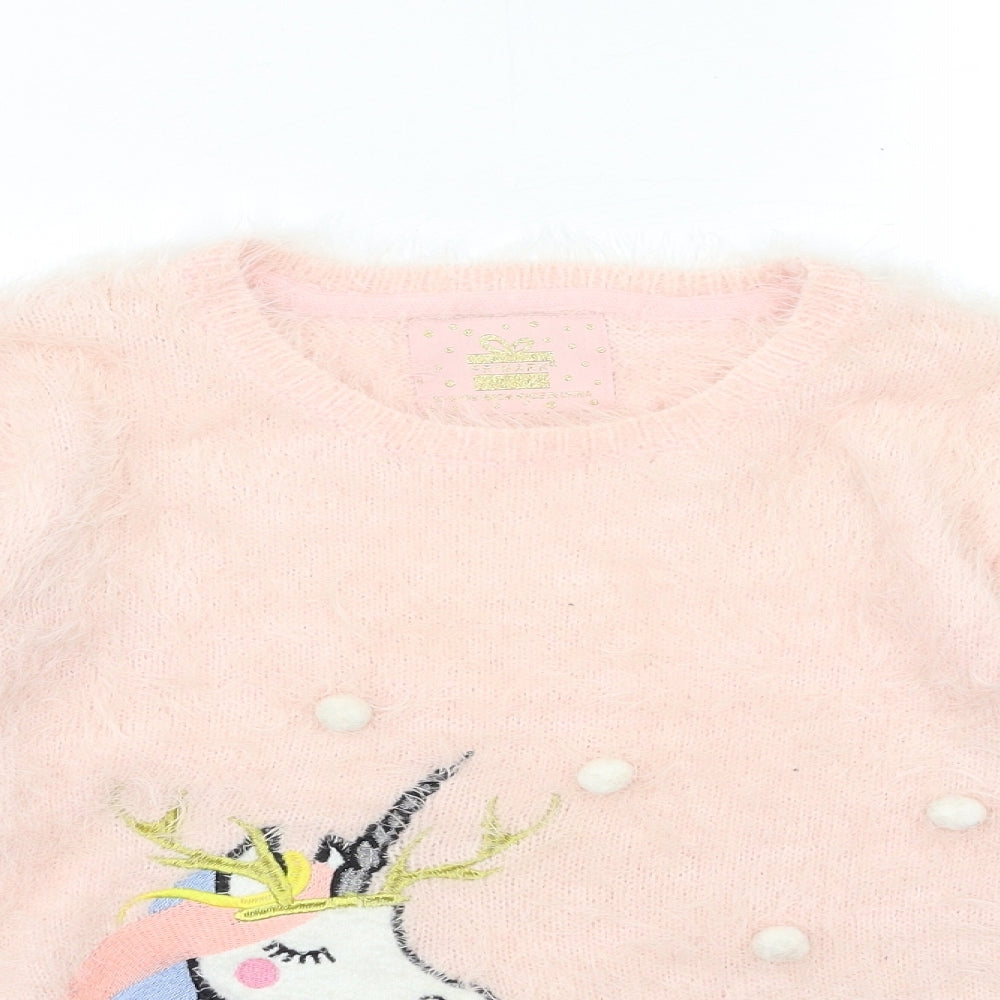 Primark Girls Pink  Knit Pullover Jumper Size 12 Years  - Unicorn