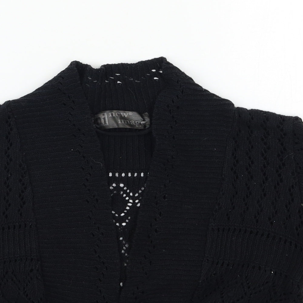 New Image Womens Black  Knit Cardigan Jumper Size 8