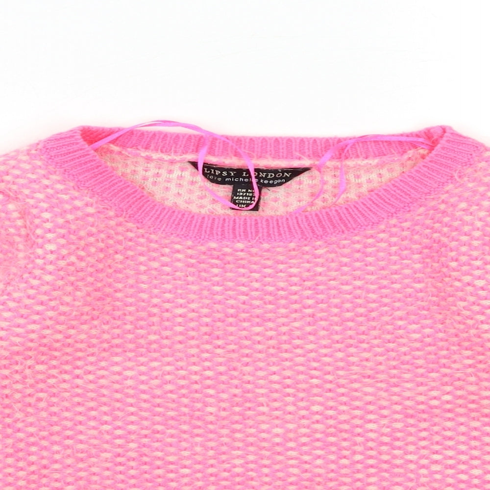 lipsy london Womens Pink  Knit Pullover Jumper Size 8