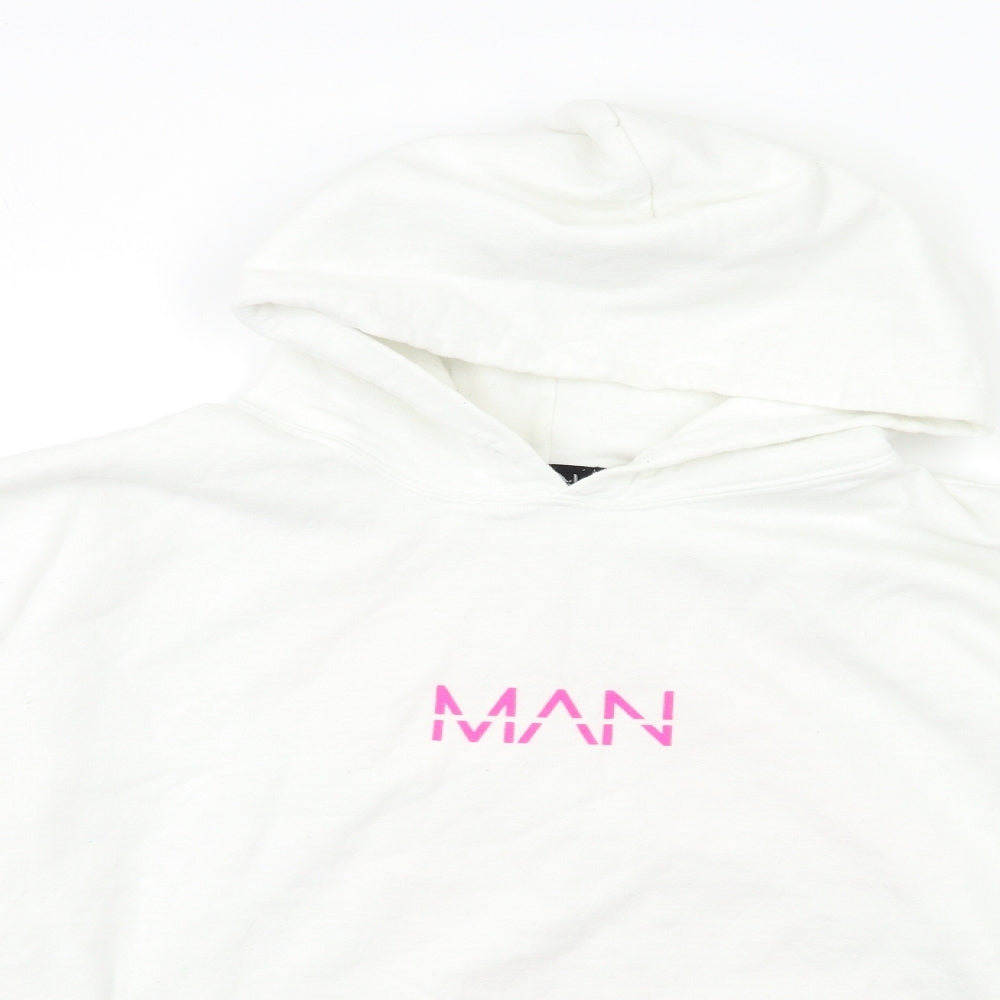 Boohoo Mens White   Pullover Hoodie Size M