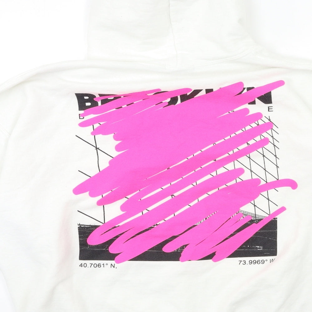 Boohoo Mens White   Pullover Hoodie Size M