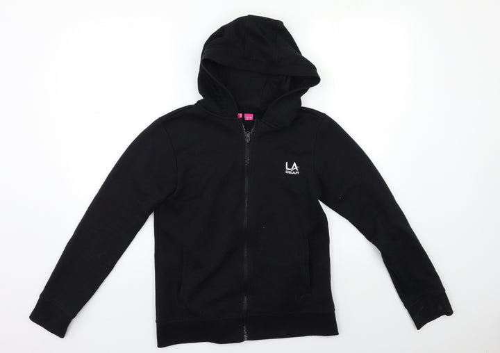 LA Gear Girls Black Jacquard Full Zip Hoodie Size 12 Years
