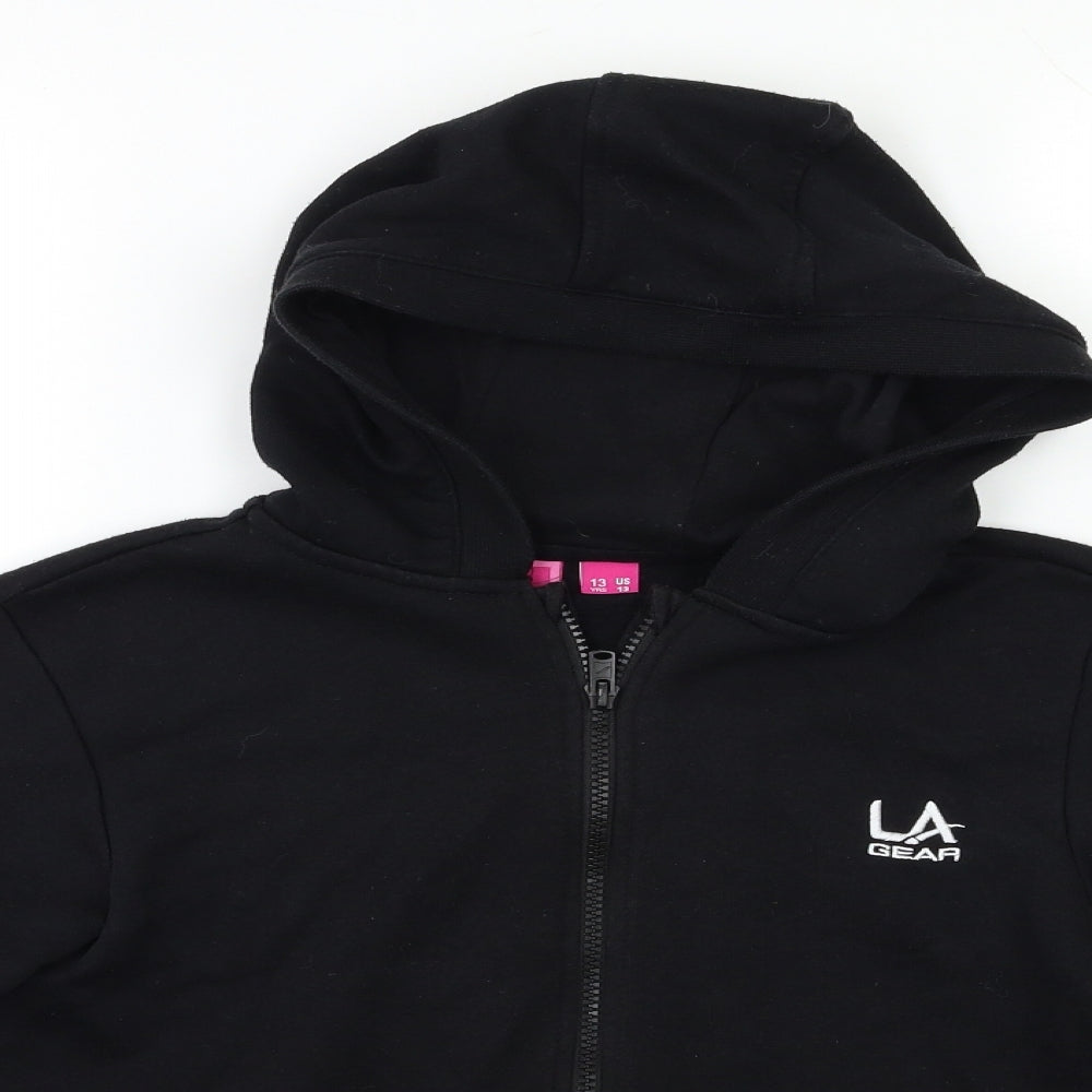 LA Gear Girls Black  Jacquard Full Zip Hoodie Size 12 Years