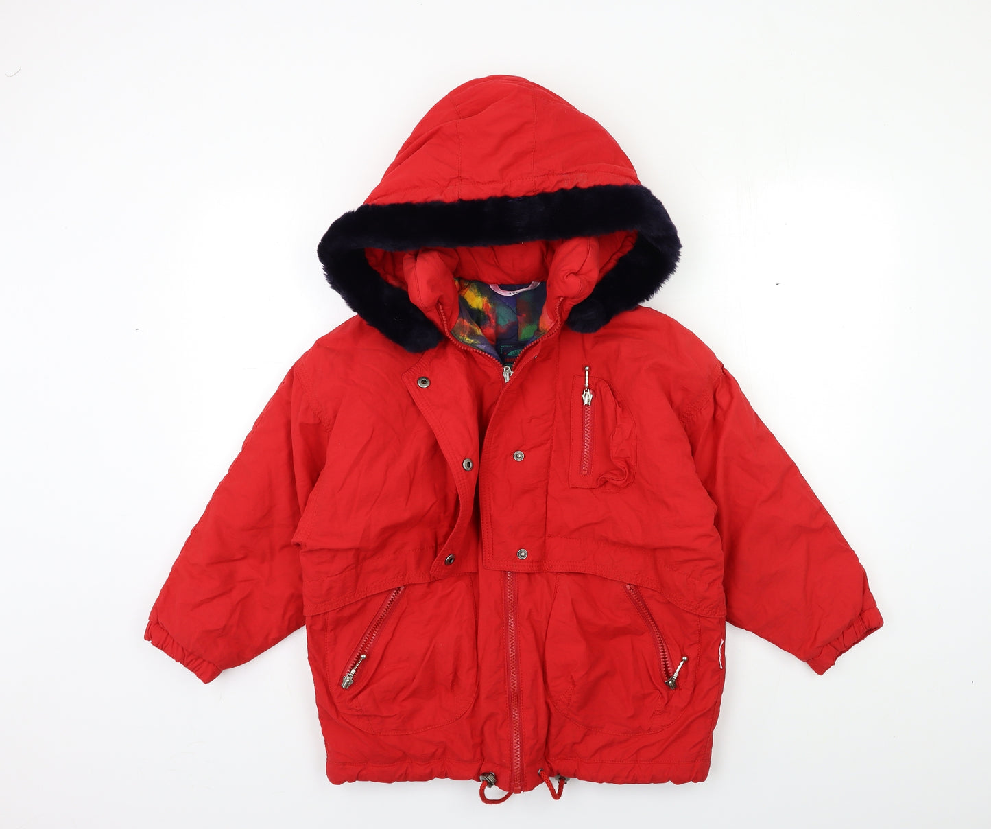 Preworn Boys Red   Parka Coat Size 9-10 Years