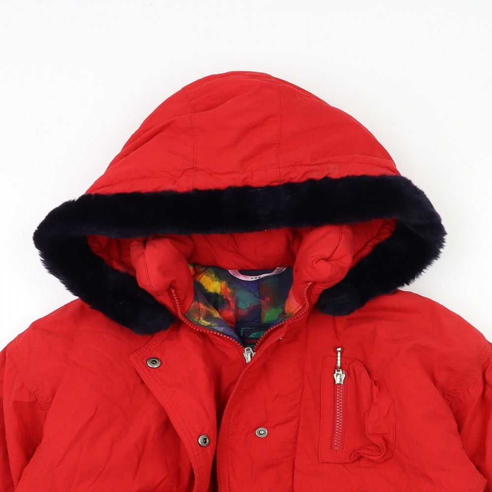 Preworn Boys Red   Parka Coat Size 9-10 Years
