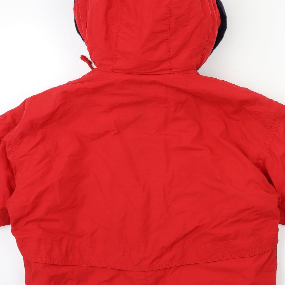 Preworn Boys Red   Parka Coat Size 9-10 Years