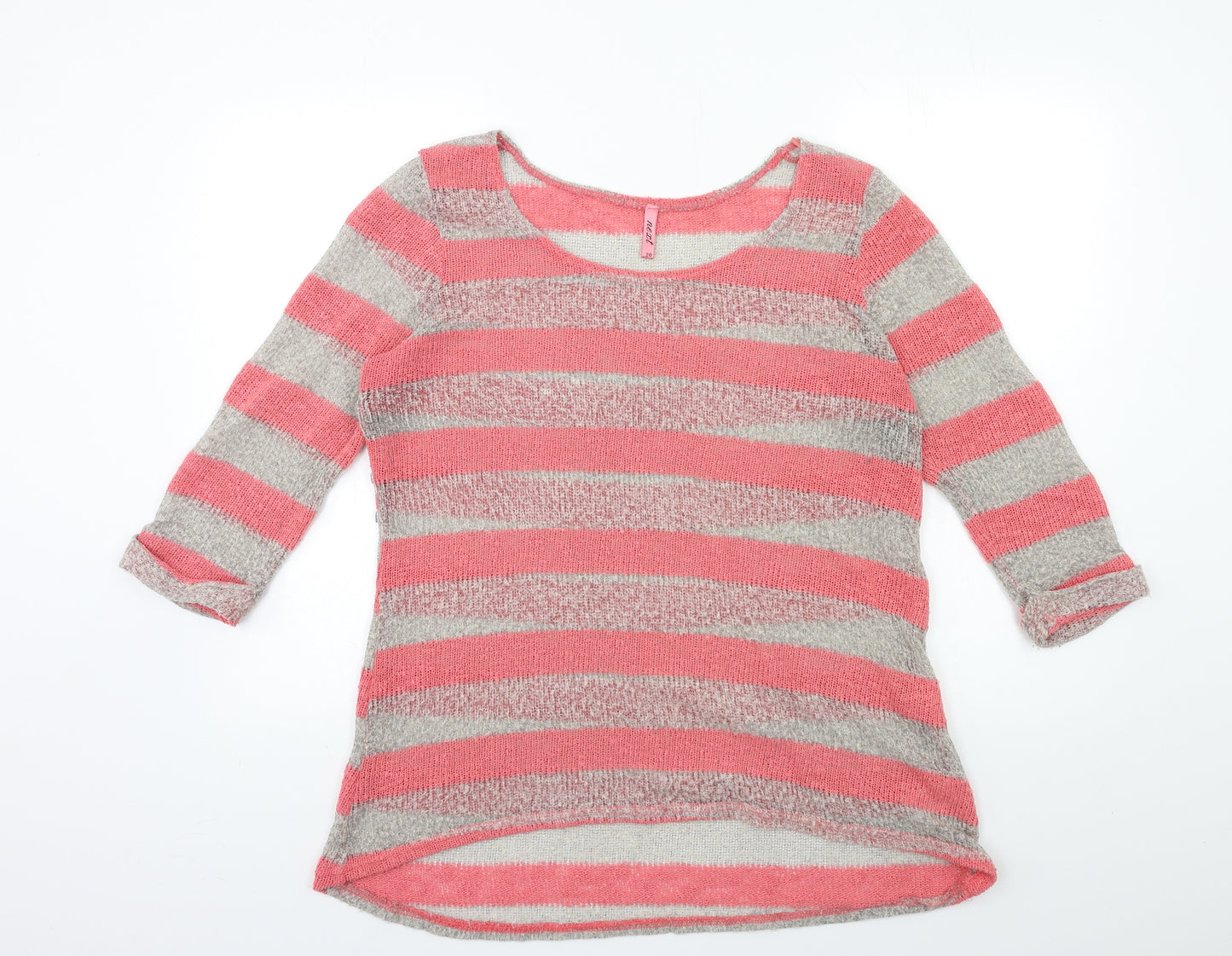 NEXT Womens Pink Striped Lace Pullover Jumper Size 20