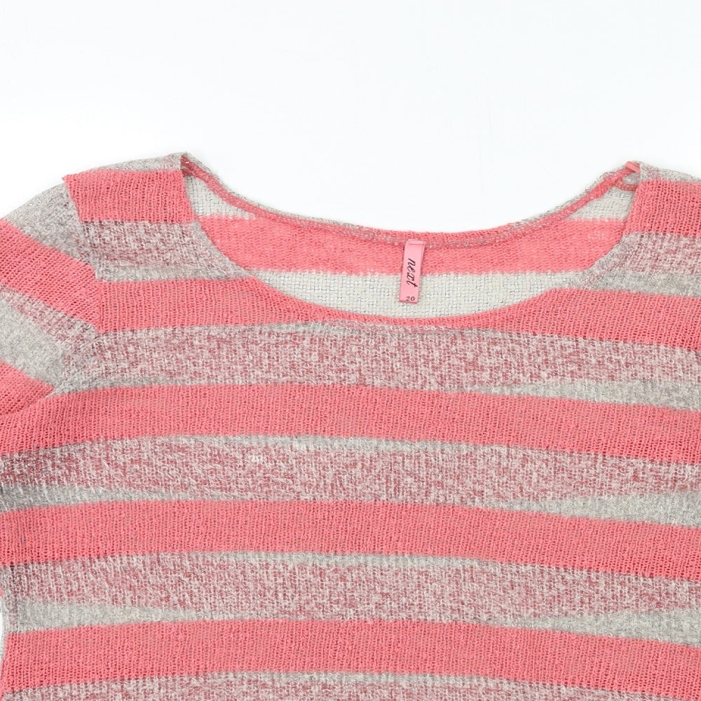 NEXT Womens Pink Striped Lace Pullover Jumper Size 20