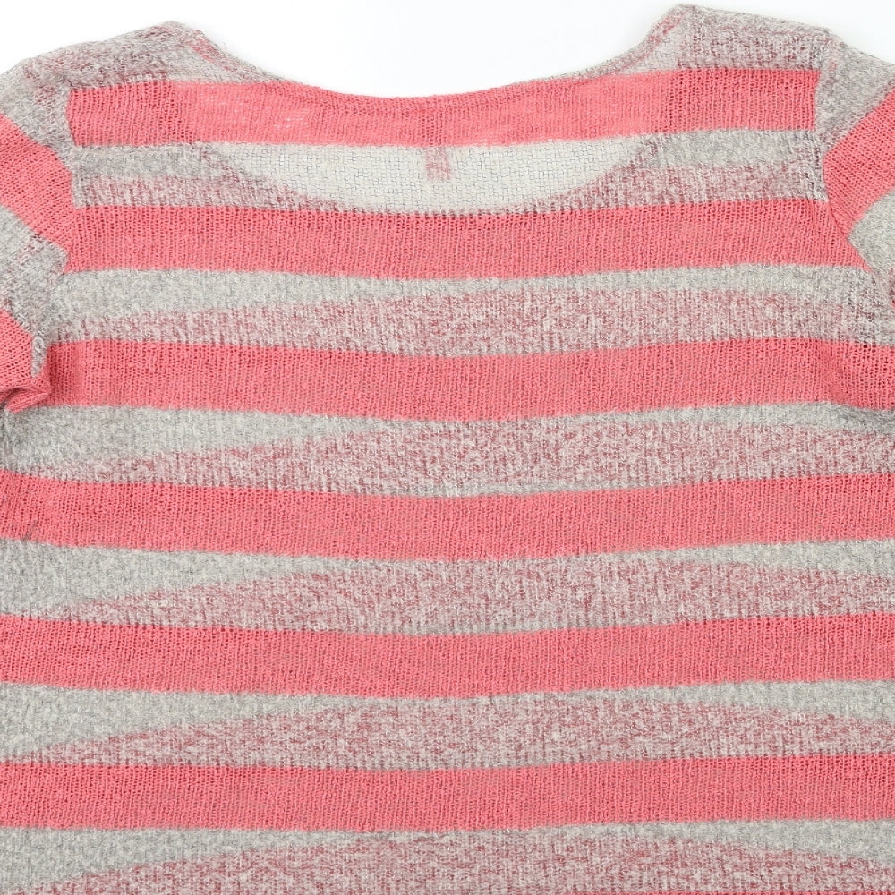 NEXT Womens Pink Striped Lace Pullover Jumper Size 20