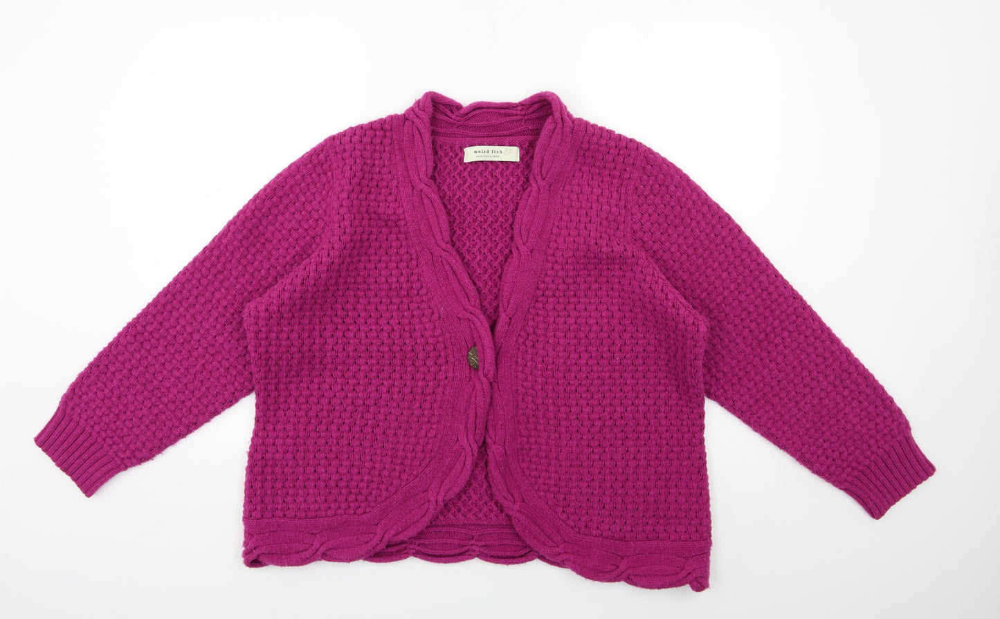 Weird Fish Womens Pink  Knit Cardigan Jumper Size 20