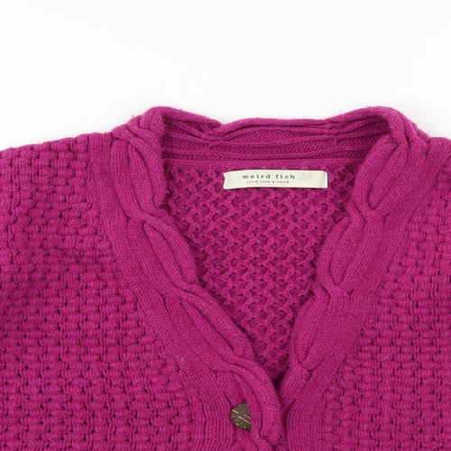Weird Fish Womens Pink  Knit Cardigan Jumper Size 20