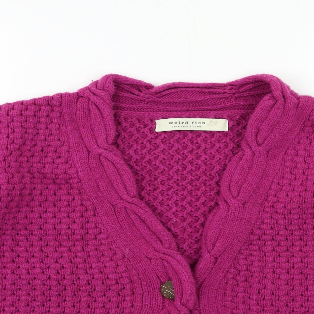 Weird Fish Womens Pink  Knit Cardigan Jumper Size 20