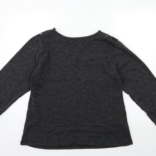 Preworn Womens Grey Floral Knit Pullover Jumper Size 6