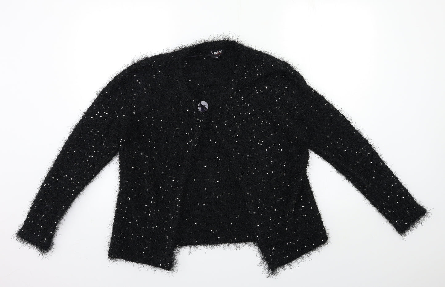 Angelina Womens Black  Knit Cardigan Jumper Size M