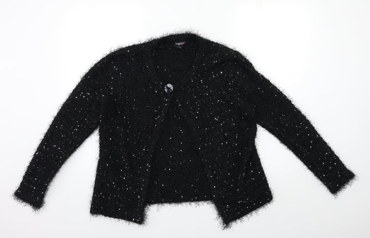 Angelina Womens Black  Knit Cardigan Jumper Size M