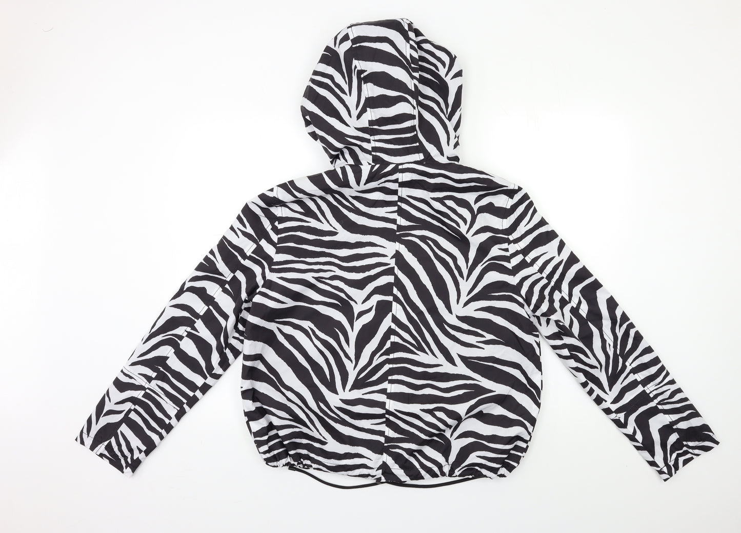New Look Womens Black Animal Print  Rain Coat Coat Size M