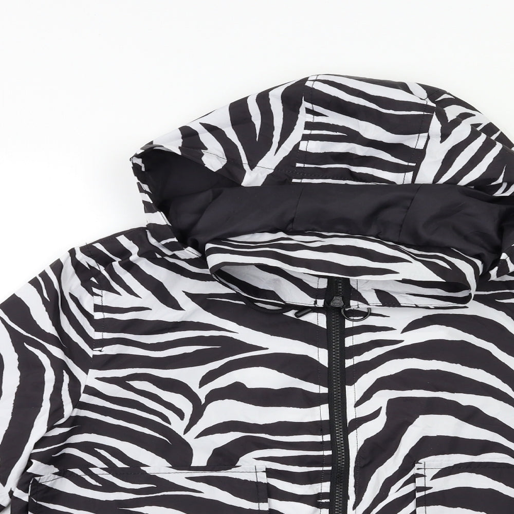 New Look Womens Black Animal Print  Rain Coat Coat Size M