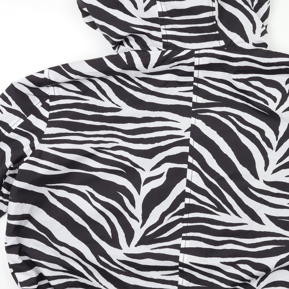 New Look Womens Black Animal Print  Rain Coat Coat Size M