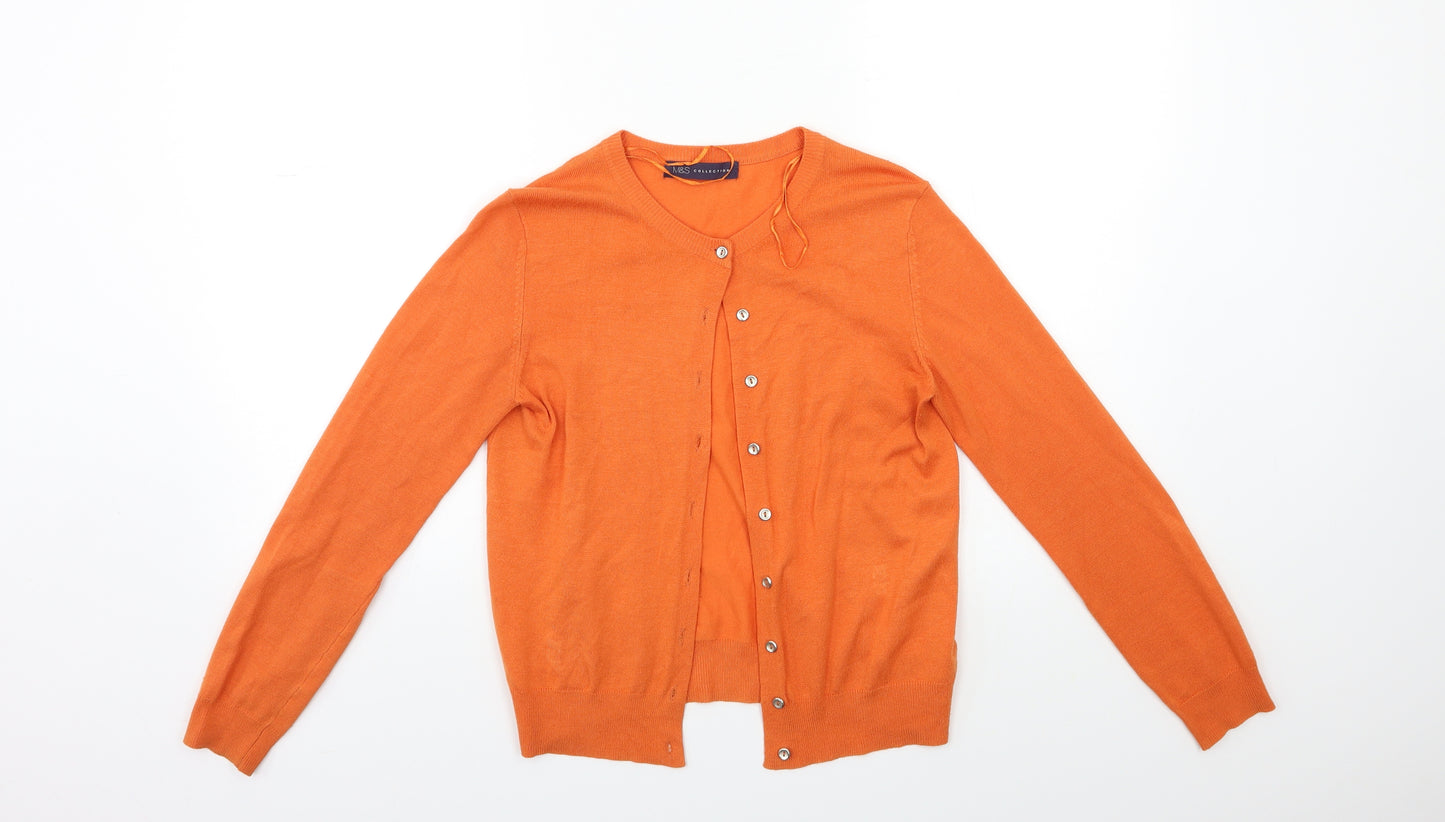 Marks and Spencer Womens Orange  Knit Cardigan Jumper Size 8