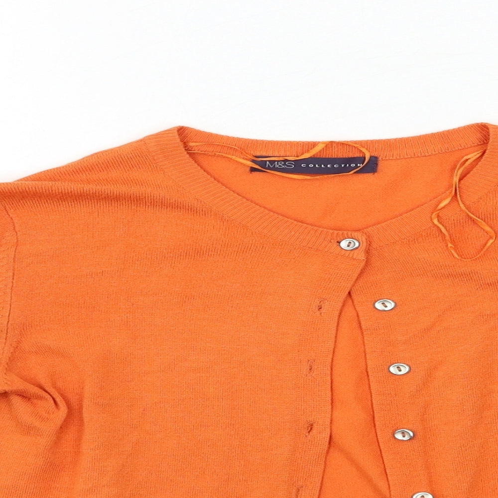 Marks and Spencer Womens Orange  Knit Cardigan Jumper Size 8