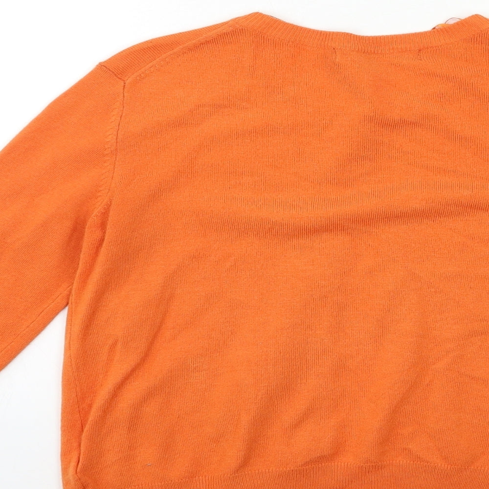 Marks and Spencer Womens Orange  Knit Cardigan Jumper Size 8