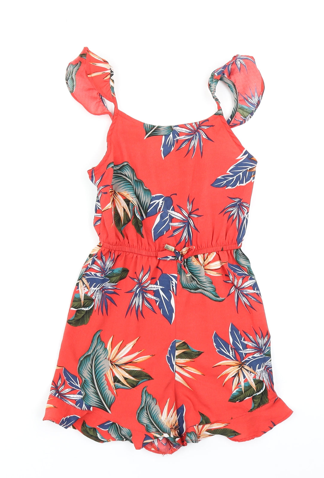 Primark Girls Red Floral  Playsuit One-Piece Size 7-8 Years