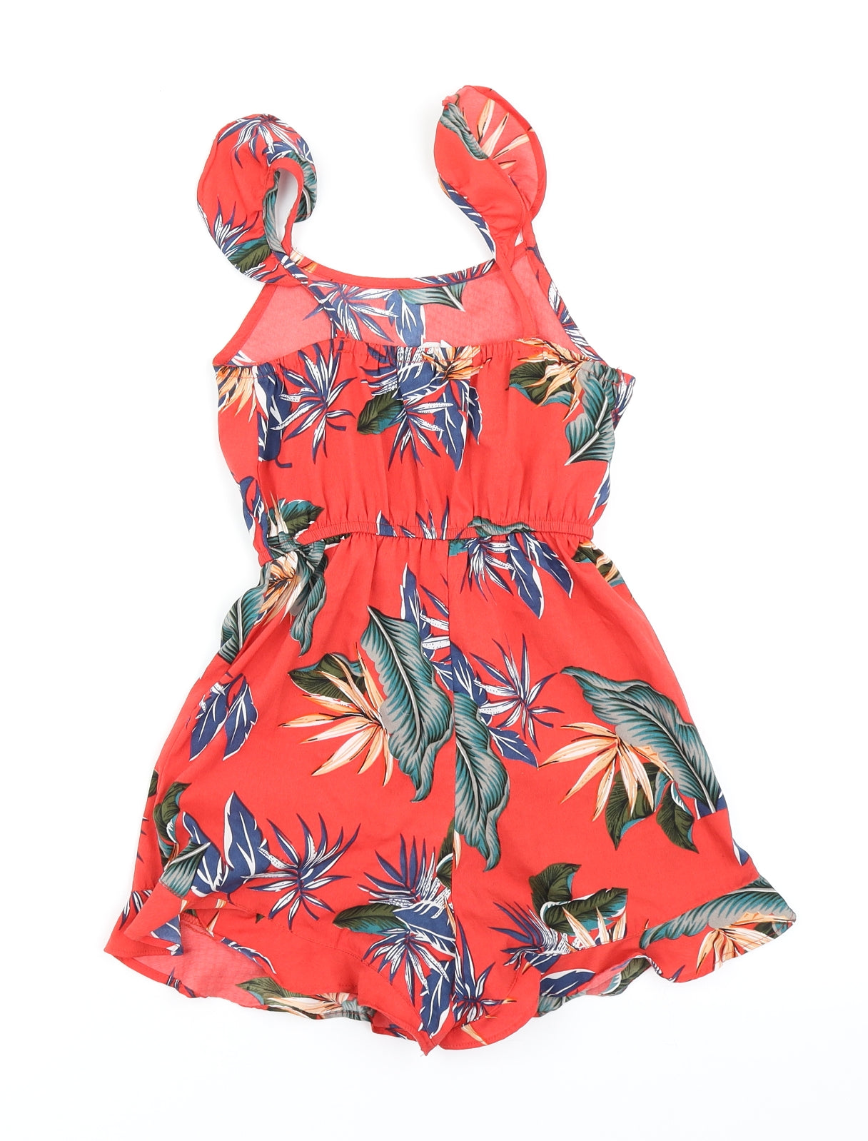 Primark Girls Red Floral  Playsuit One-Piece Size 7-8 Years