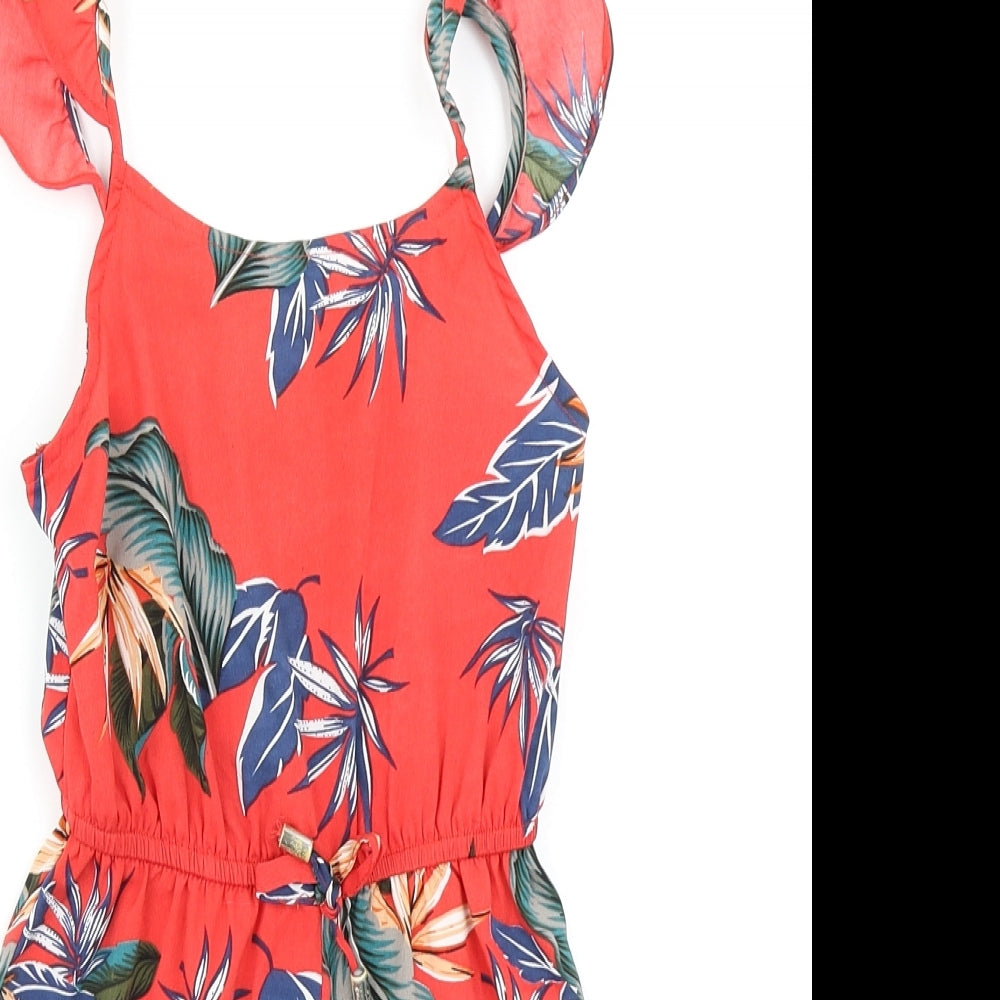 Primark Girls Red Floral  Playsuit One-Piece Size 7-8 Years