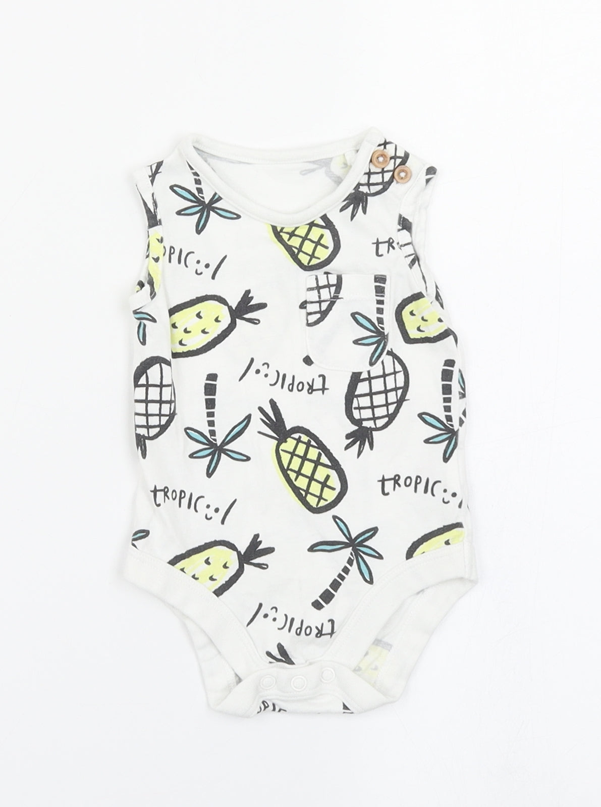 TU Baby White   Romper One-Piece Size 0-3 Months  - Pineapple print