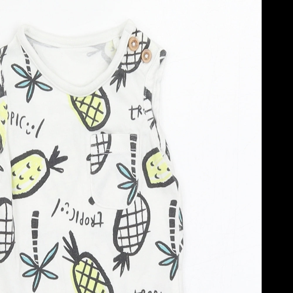 TU Baby White   Romper One-Piece Size 0-3 Months  - Pineapple print